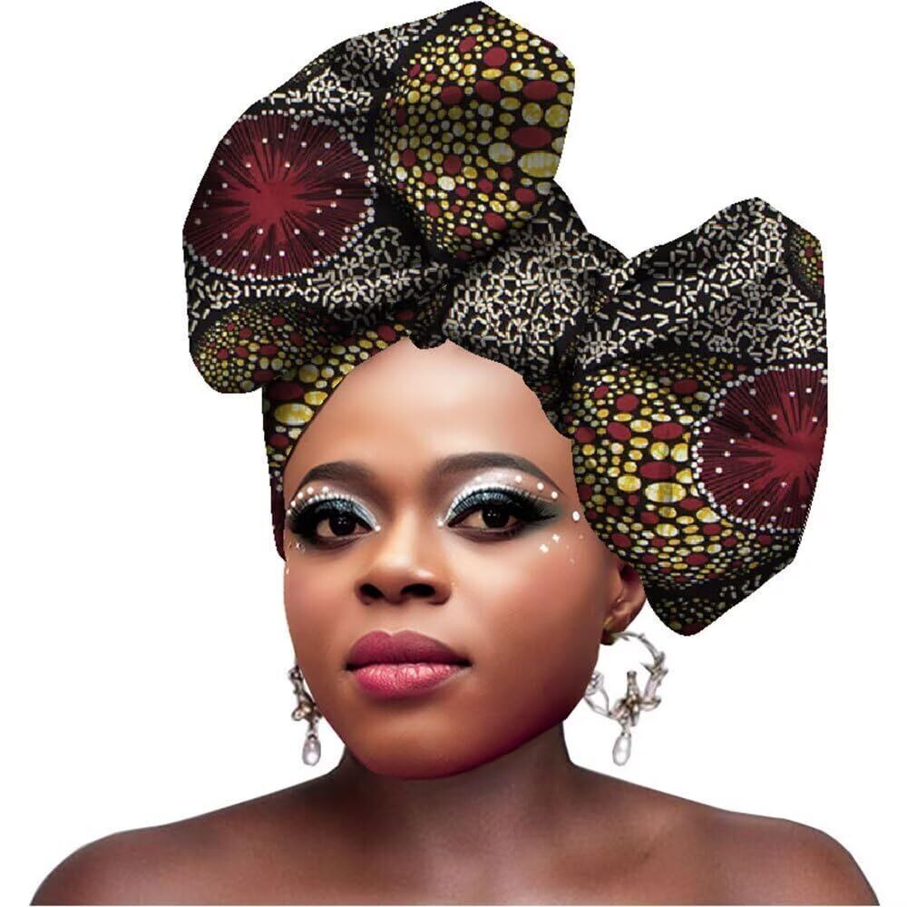 4145 African Head Wraps Cotton Wax Print Headband Scarf Nigerian Gele